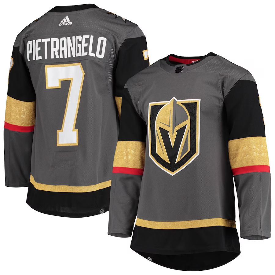 Men Vegas Golden Knights 7 Alex Pietrangelo adidas Gray Alternate Primegreen Authentic Pro Player NHL Jersey